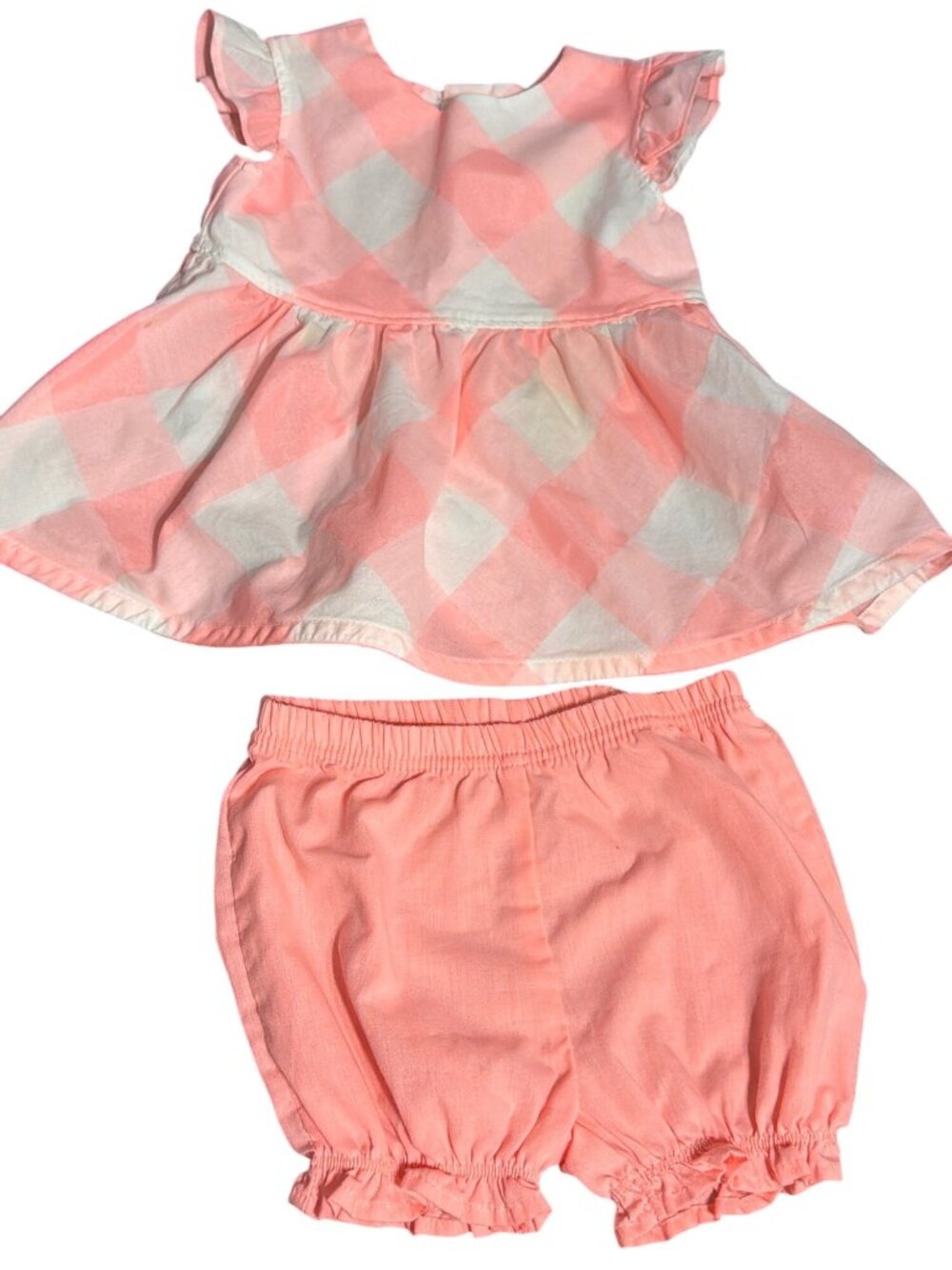 Carters Pink White Gingham Dress Bloomers 2 Piece Set Lightweight Size 12M
